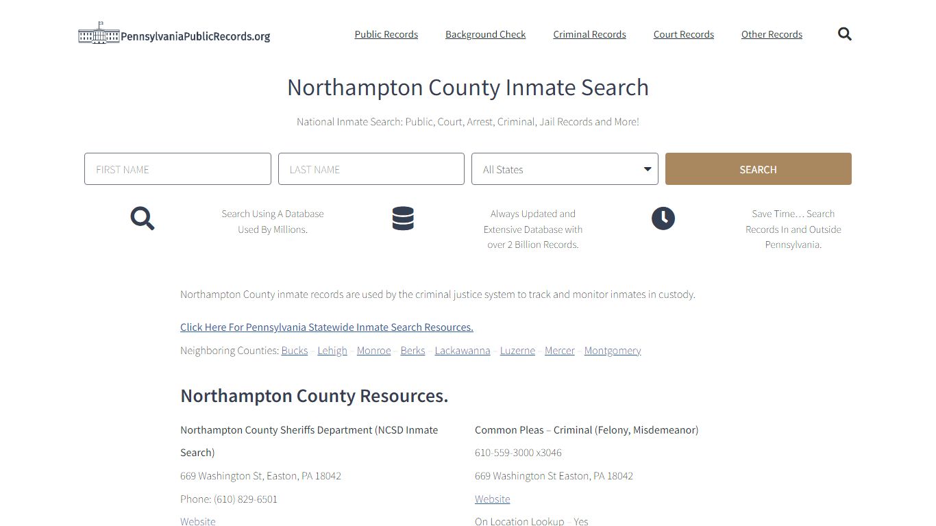 Northampton County Inmate Search - pennsylvania public records